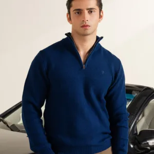 Twilight Blue Mesh Knit Sweater