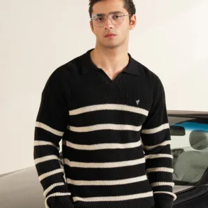 Classic Black Striper Sweater