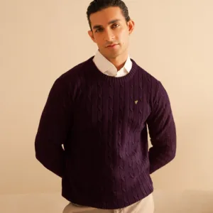 Dk Purple Cable Knit Sweater