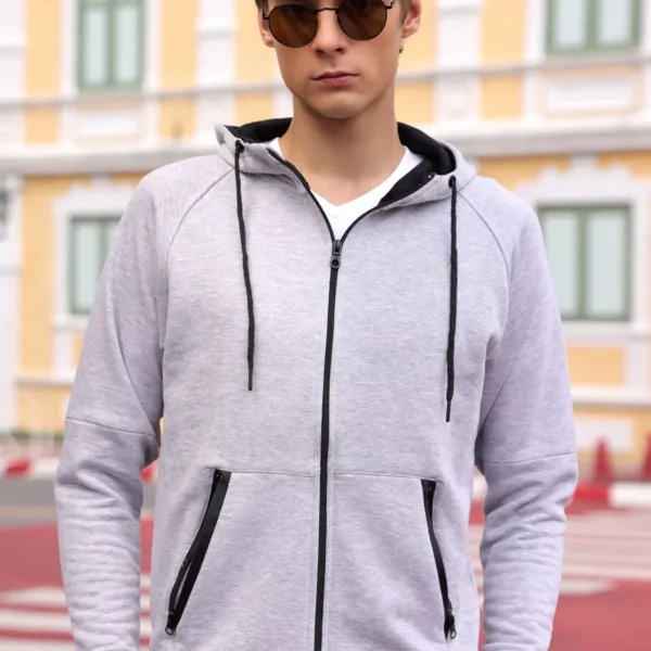 Heather Grey Zip-Up Hoodie